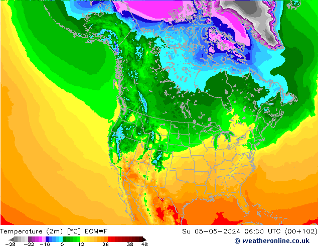 Temperaturkarte (2m) ECMWF So 05.05.2024 06 UTC