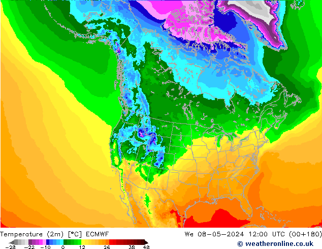 Temperature (2m) ECMWF We 08.05.2024 12 UTC