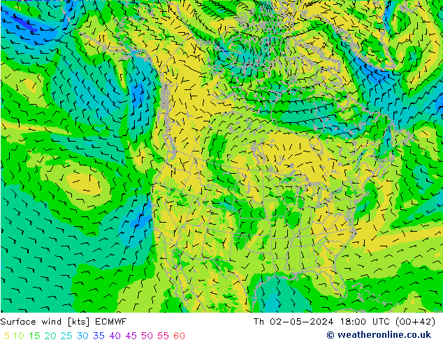 Vent 10 m ECMWF jeu 02.05.2024 18 UTC