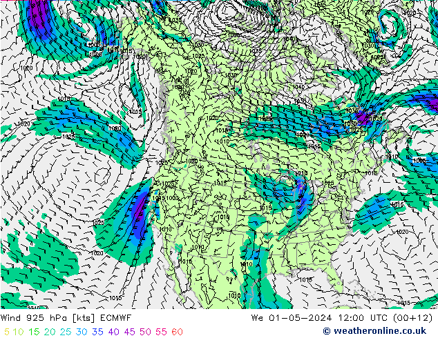 Wind 925 hPa ECMWF Mi 01.05.2024 12 UTC