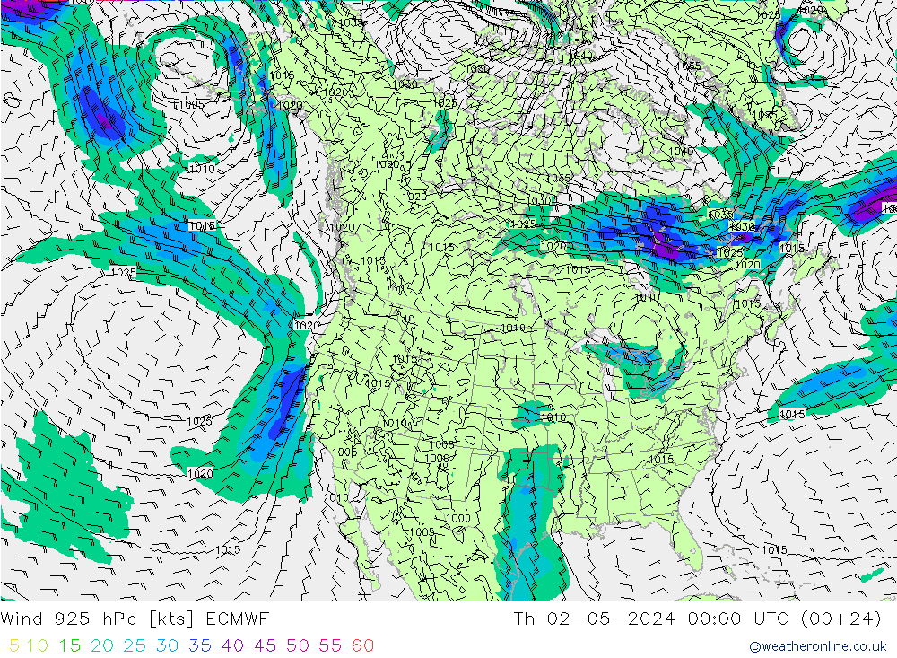 Wind 925 hPa ECMWF Th 02.05.2024 00 UTC