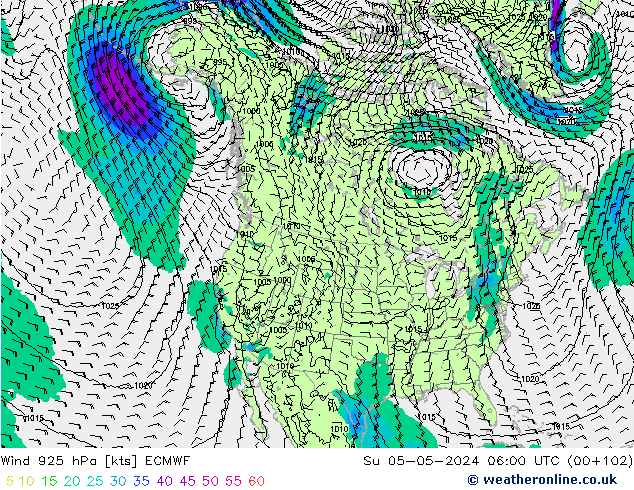 Wind 925 hPa ECMWF Ne 05.05.2024 06 UTC