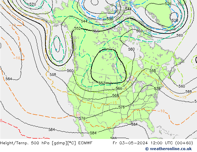 Height/Temp. 500 hPa ECMWF  03.05.2024 12 UTC