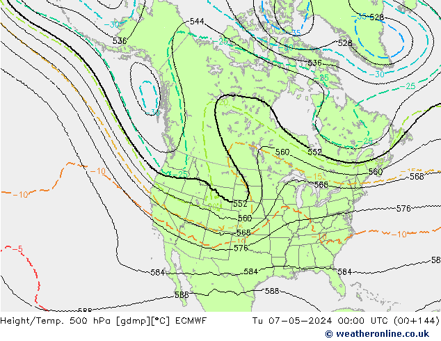 Height/Temp. 500 гПа ECMWF вт 07.05.2024 00 UTC