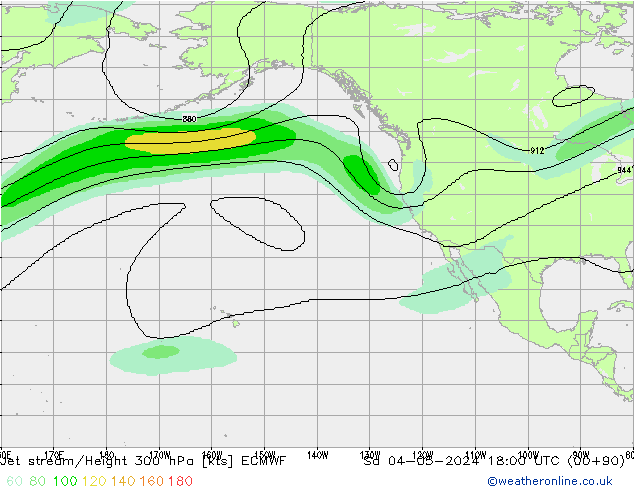 Jet stream/Height 300 hPa ECMWF So 04.05.2024 18 UTC