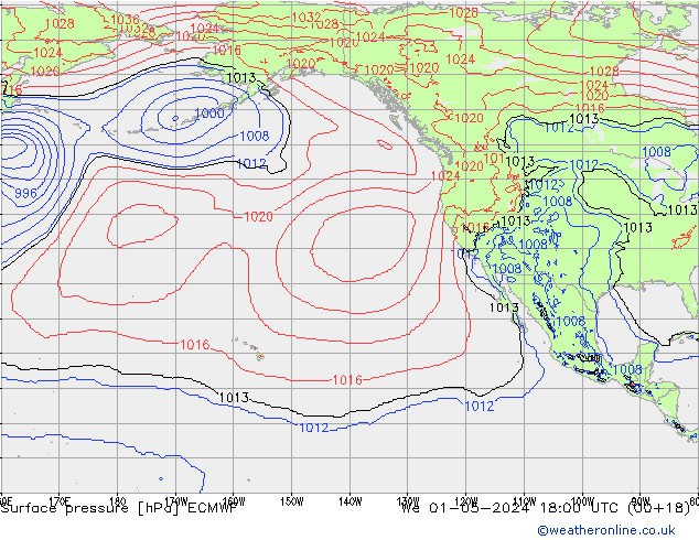 Atmosférický tlak ECMWF St 01.05.2024 18 UTC