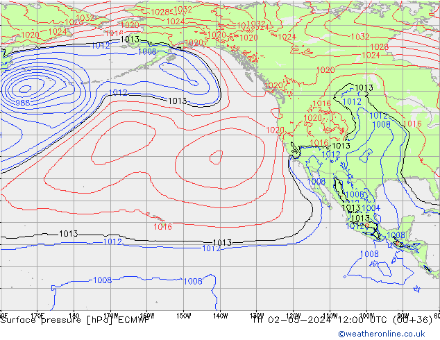 Luchtdruk (Grond) ECMWF do 02.05.2024 12 UTC