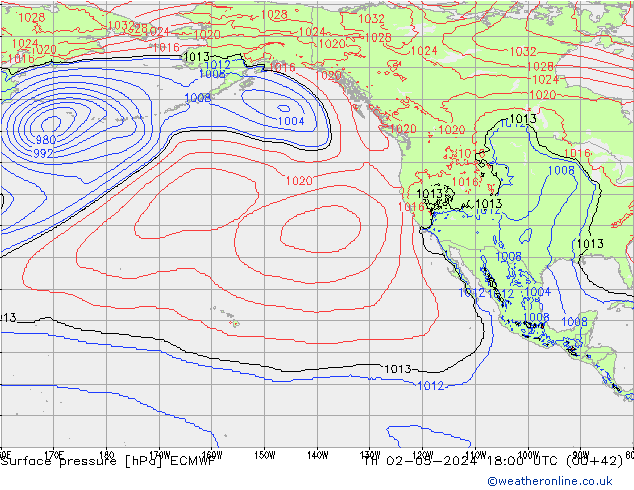 Surface pressure ECMWF Th 02.05.2024 18 UTC