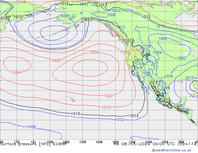 pression de l'air ECMWF mer 08.05.2024 06 UTC