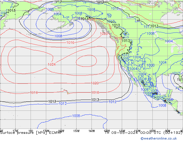 Surface pressure ECMWF Th 09.05.2024 00 UTC