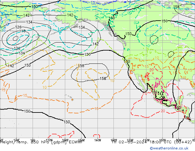 Hoogte/Temp. 850 hPa ECMWF do 02.05.2024 18 UTC