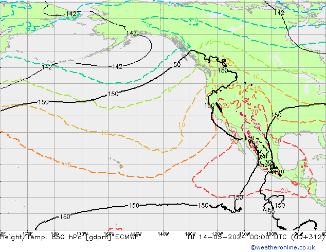 Height/Temp. 850 hPa ECMWF Ter 14.05.2024 00 UTC