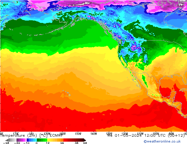 Temperatura (2m) ECMWF mié 01.05.2024 12 UTC