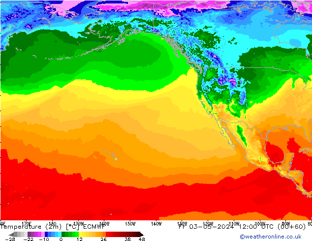 Temperature (2m) ECMWF Fr 03.05.2024 12 UTC