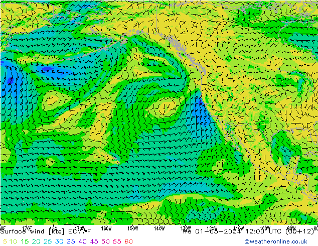 Surface wind ECMWF St 01.05.2024 12 UTC