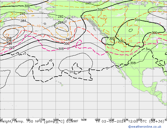 Géop./Temp. 700 hPa ECMWF jeu 02.05.2024 12 UTC