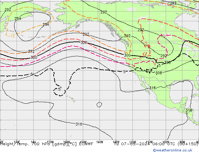 Yükseklik/Sıc. 700 hPa ECMWF Sa 07.05.2024 06 UTC