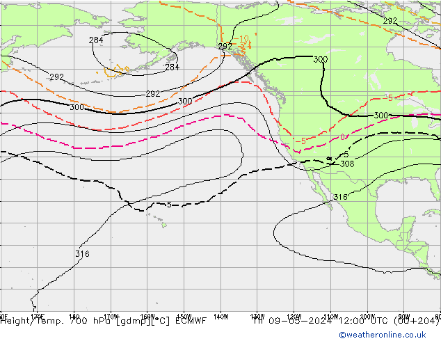 Height/Temp. 700 гПа ECMWF чт 09.05.2024 12 UTC