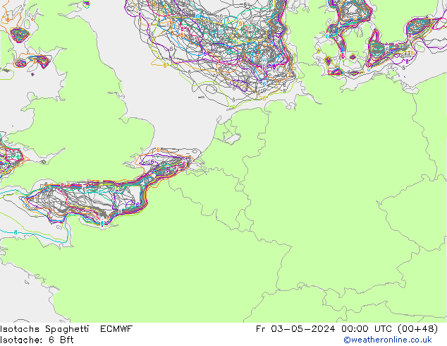 Isotachen Spaghetti ECMWF Fr 03.05.2024 00 UTC