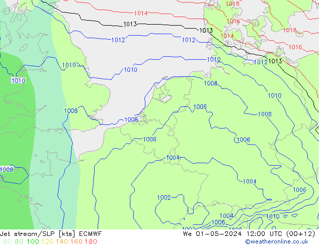 Polarjet/Bodendruck ECMWF Mi 01.05.2024 12 UTC