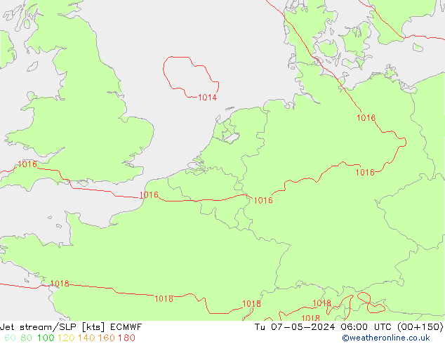 Polarjet/Bodendruck ECMWF Di 07.05.2024 06 UTC