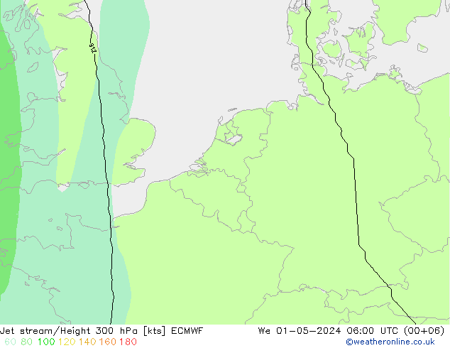 Jet stream/Height 300 hPa ECMWF We 01.05.2024 06 UTC