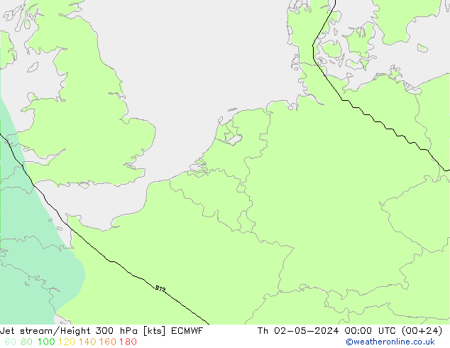 Jet stream/Height 300 hPa ECMWF Th 02.05.2024 00 UTC