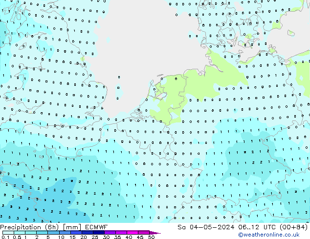 Precipitation (6h) ECMWF So 04.05.2024 12 UTC