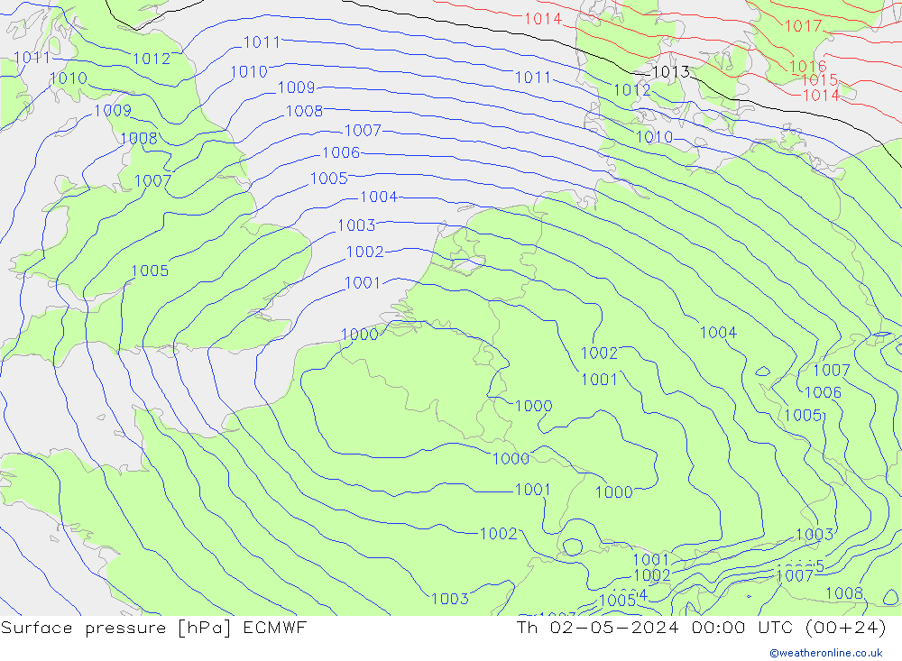 pression de l'air ECMWF jeu 02.05.2024 00 UTC