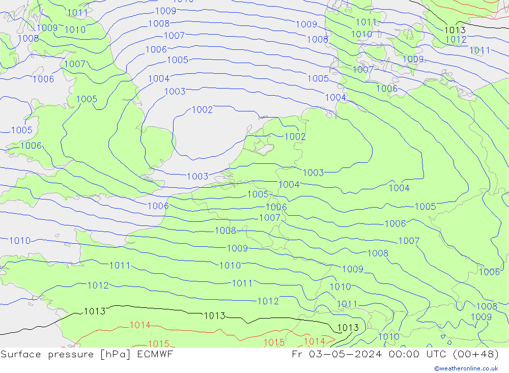 Pressione al suolo ECMWF ven 03.05.2024 00 UTC