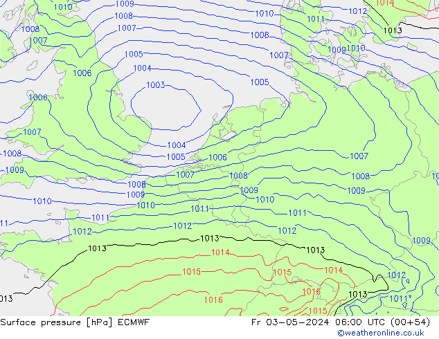 pressão do solo ECMWF Sex 03.05.2024 06 UTC