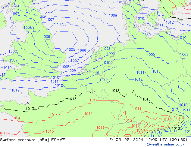 ciśnienie ECMWF pt. 03.05.2024 12 UTC