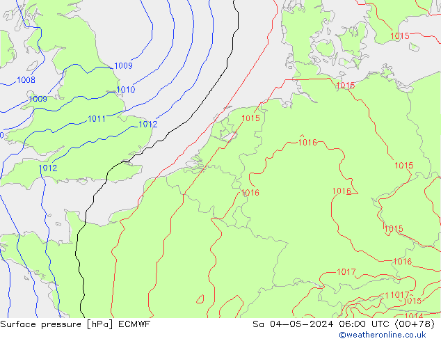 Bodendruck ECMWF Sa 04.05.2024 06 UTC