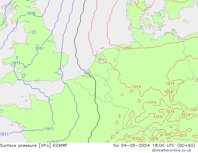 Surface pressure ECMWF Sa 04.05.2024 18 UTC