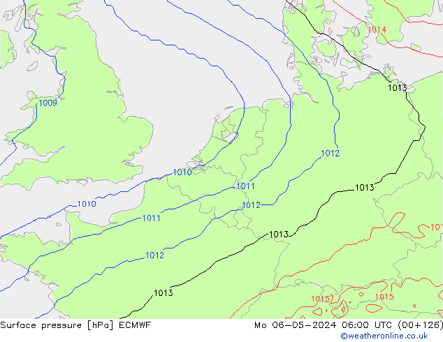 Presión superficial ECMWF lun 06.05.2024 06 UTC