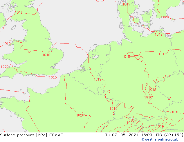 Bodendruck ECMWF Di 07.05.2024 18 UTC