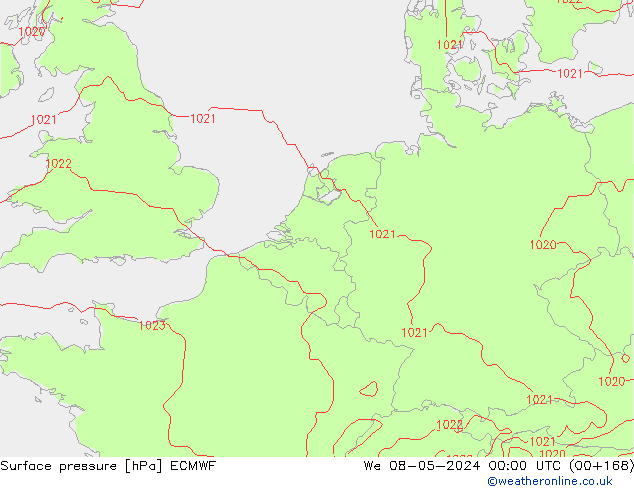 Surface pressure ECMWF We 08.05.2024 00 UTC