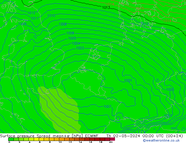 pression de l'air Spread ECMWF jeu 02.05.2024 00 UTC