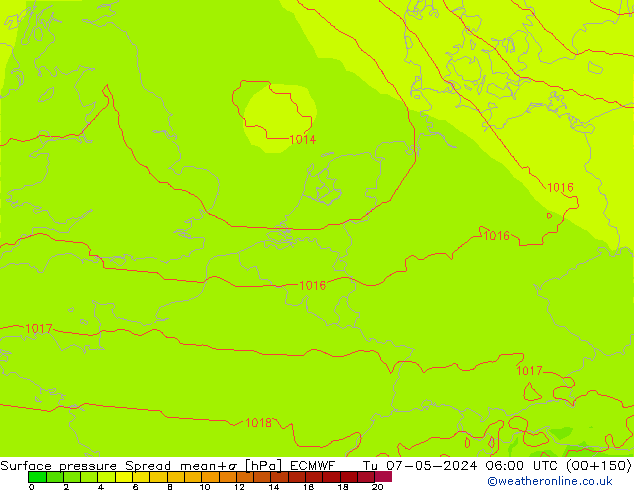 Bodendruck Spread ECMWF Di 07.05.2024 06 UTC