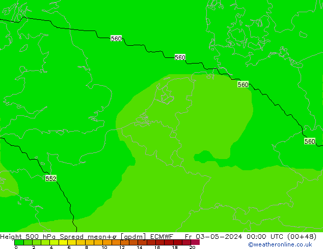 Height 500 hPa Spread ECMWF Fr 03.05.2024 00 UTC