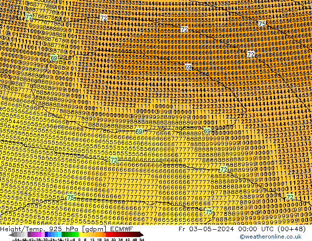 Height/Temp. 925 hPa ECMWF Fr 03.05.2024 00 UTC