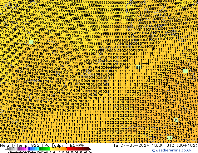 Height/Temp. 925 гПа ECMWF вт 07.05.2024 18 UTC