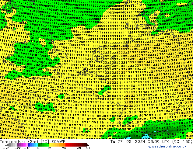 Temperaturkarte (2m) ECMWF Di 07.05.2024 06 UTC