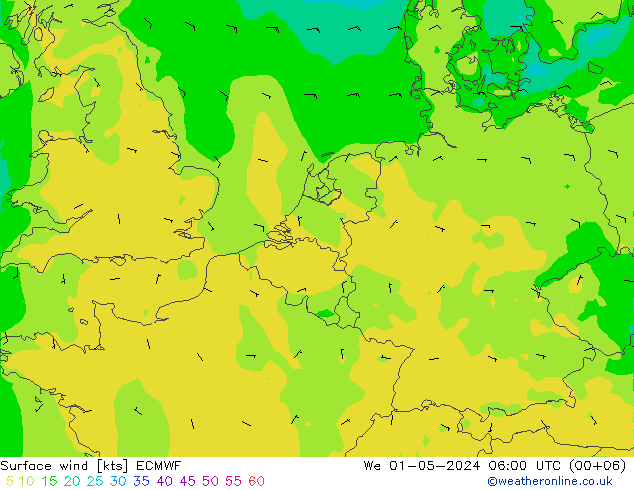 Surface wind ECMWF We 01.05.2024 06 UTC