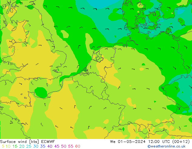 Bodenwind ECMWF Mi 01.05.2024 12 UTC