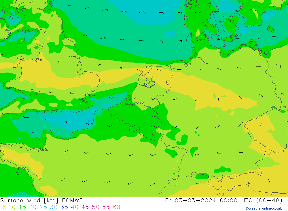 Surface wind ECMWF Fr 03.05.2024 00 UTC