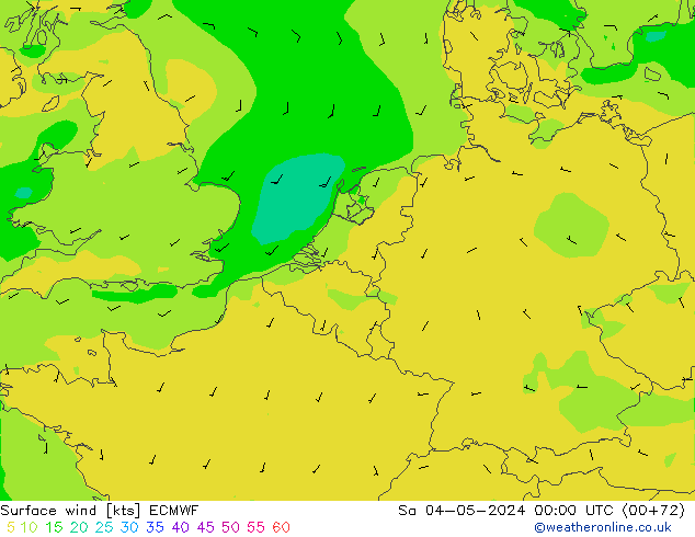 ветер 10 m ECMWF сб 04.05.2024 00 UTC