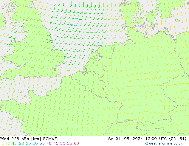 Vent 925 hPa ECMWF sam 04.05.2024 12 UTC