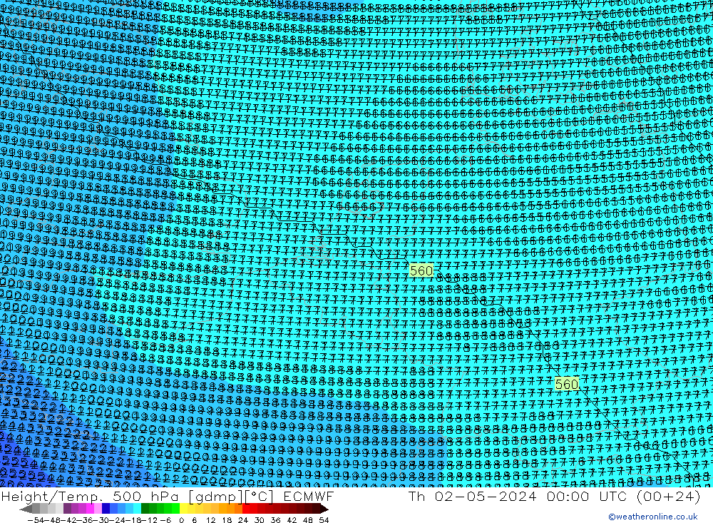 Géop./Temp. 500 hPa ECMWF jeu 02.05.2024 00 UTC