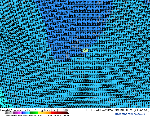 Height/Temp. 500 hPa ECMWF Di 07.05.2024 06 UTC